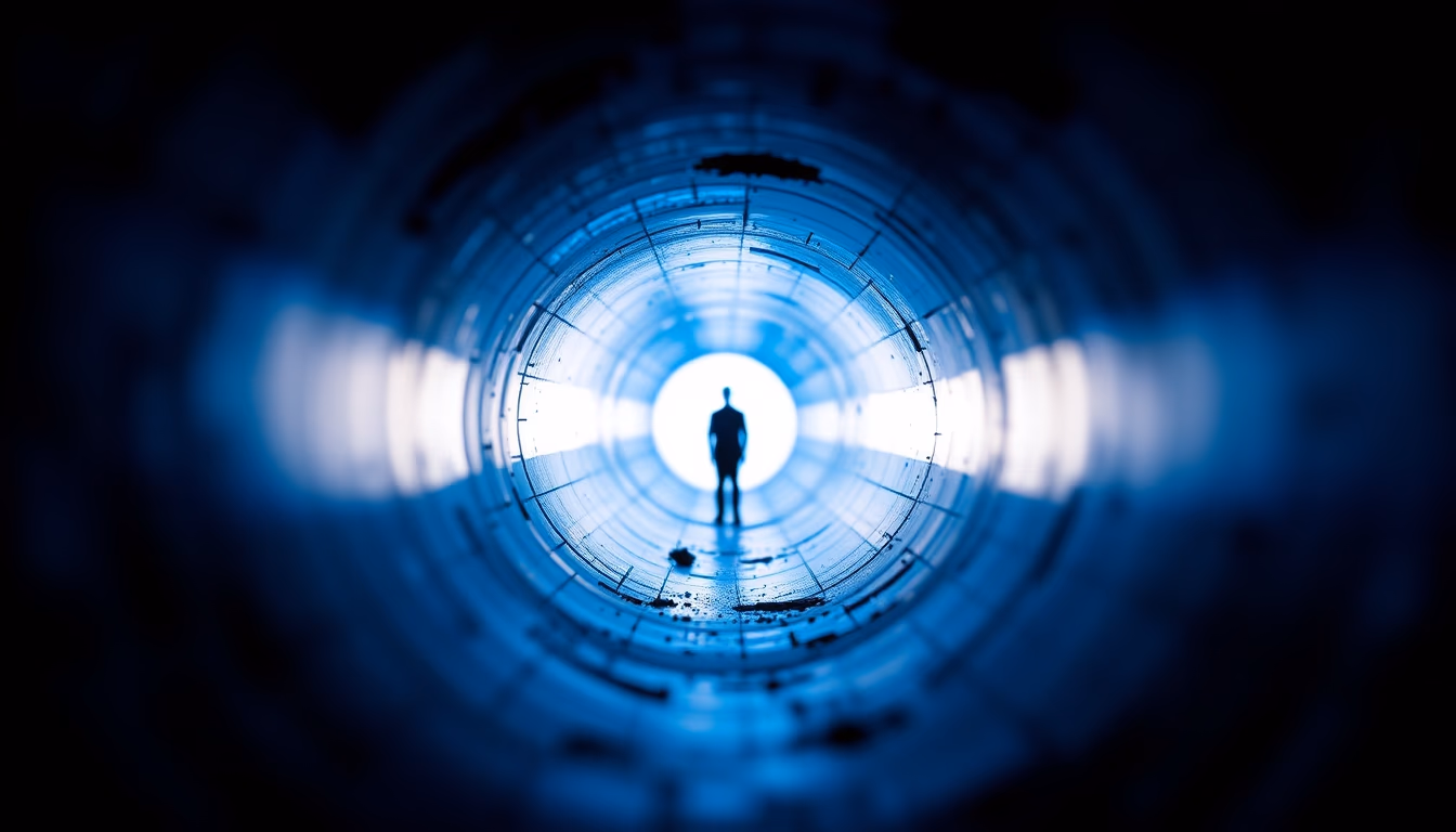wormhole portal blue in editorial style