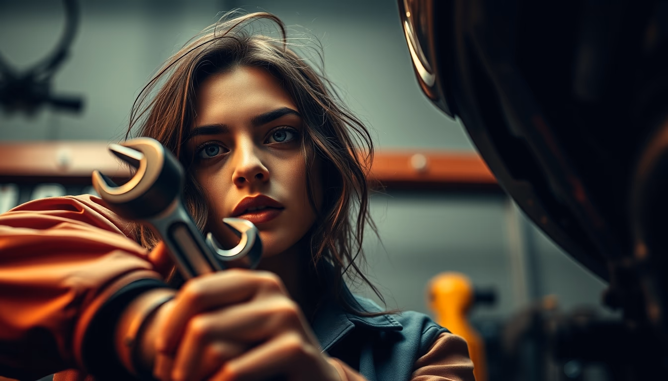 wrench set mechanic in editorial style