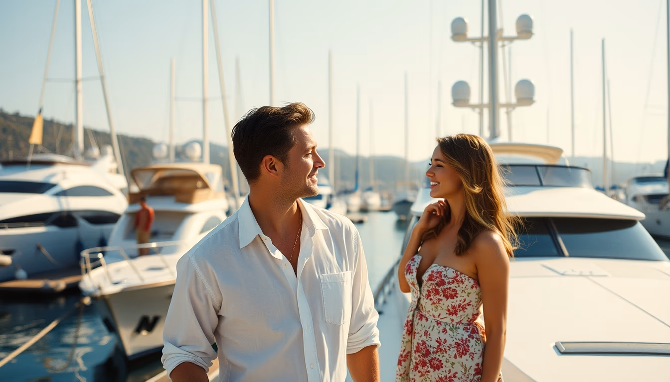 yacht luxury marina in editorial style