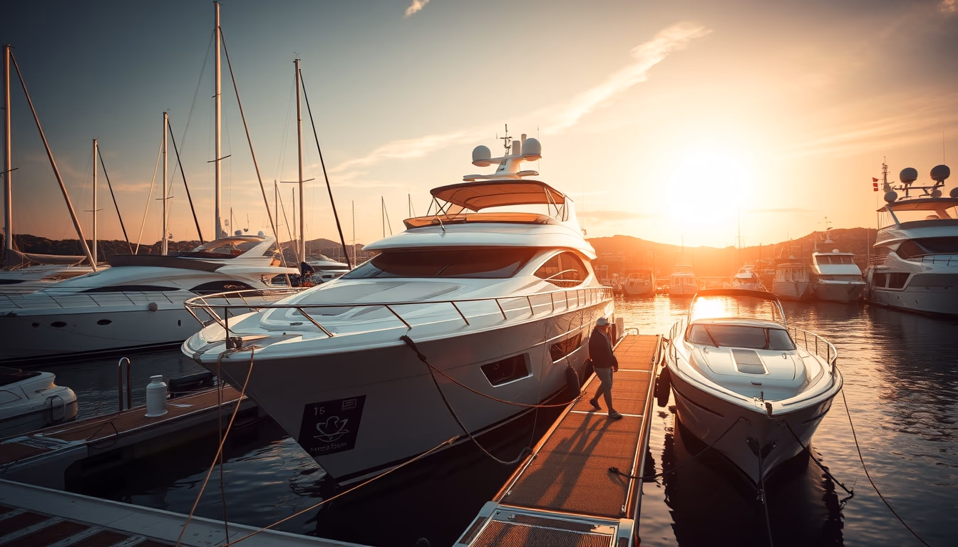 yacht luxury marina in editorial style