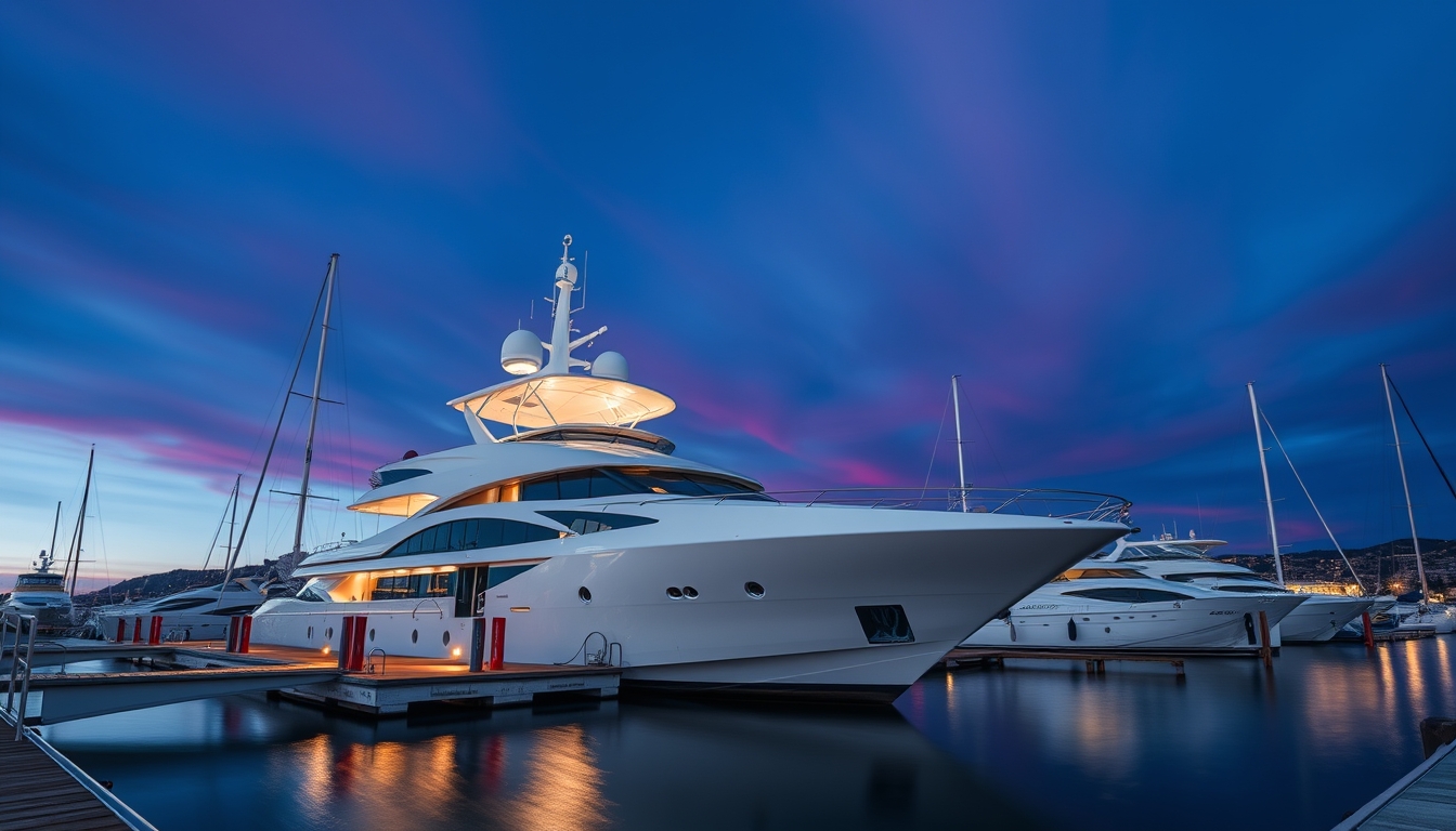 yacht luxury marina in editorial style