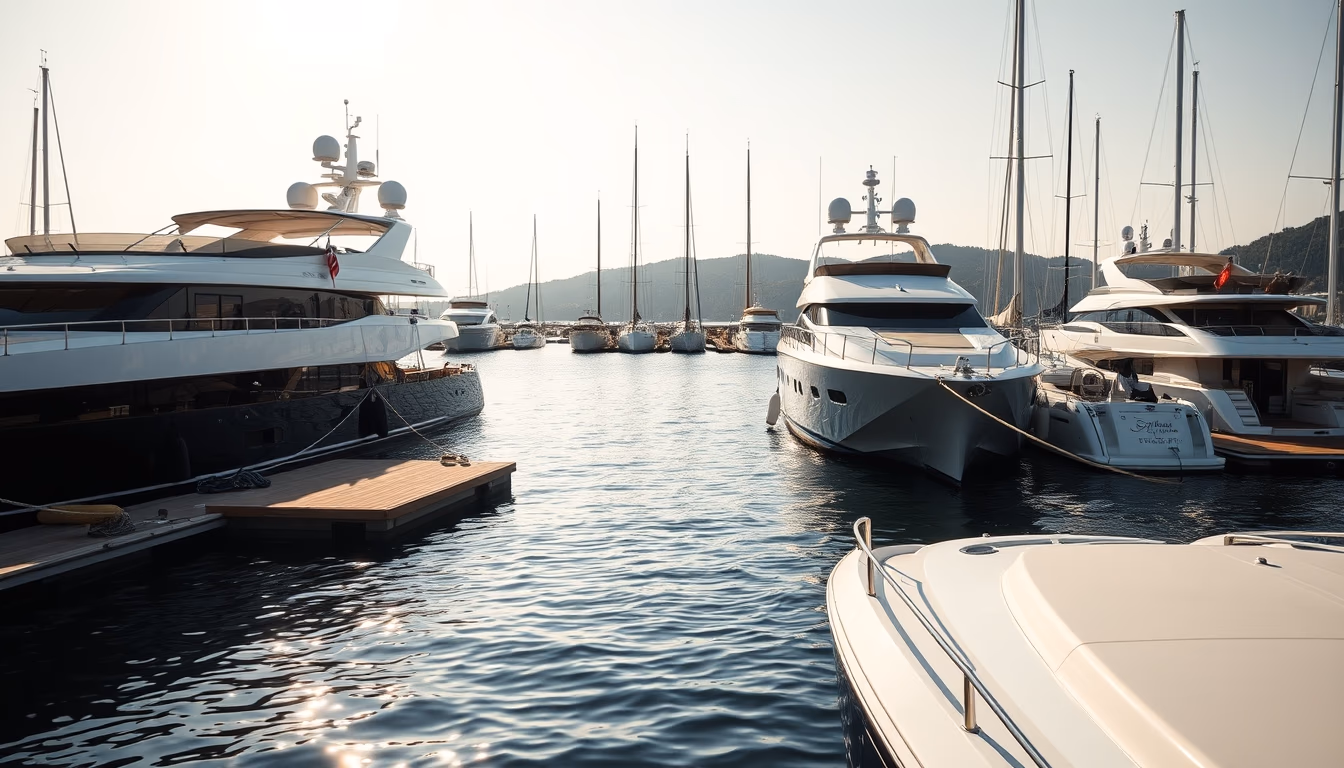 yacht luxury marina in editorial style