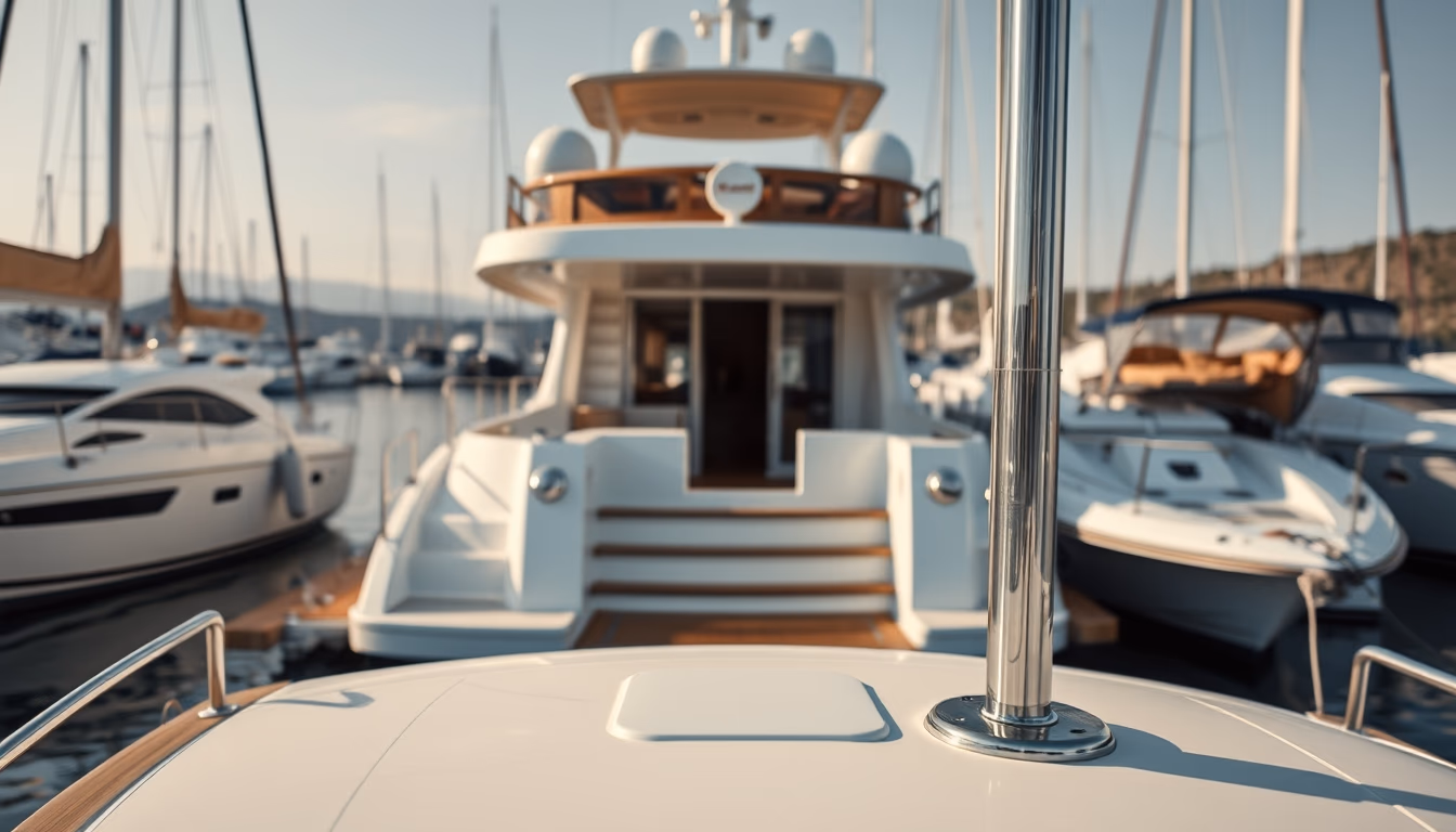 yacht luxury marina in editorial style