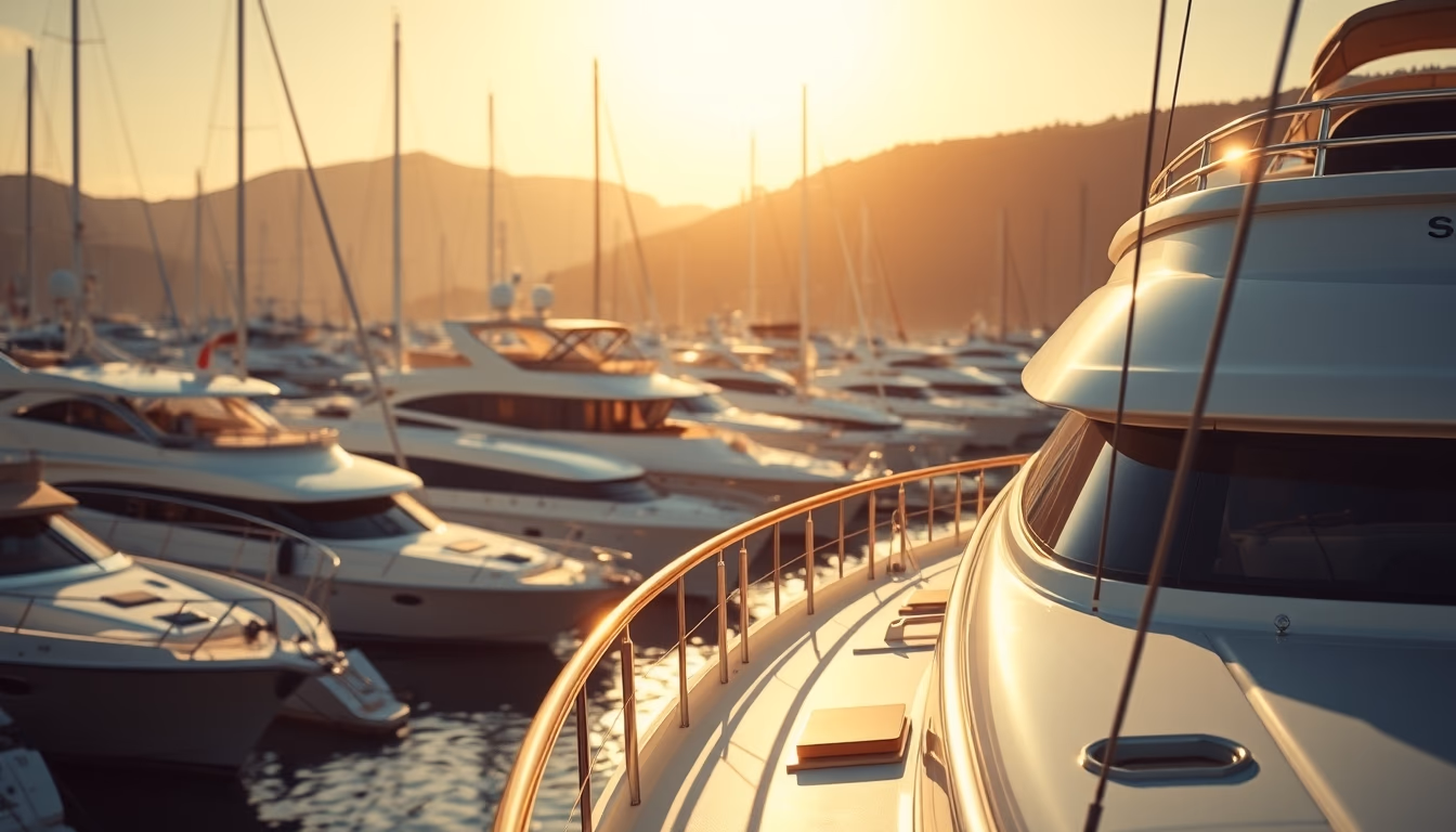 yacht luxury marina in editorial style