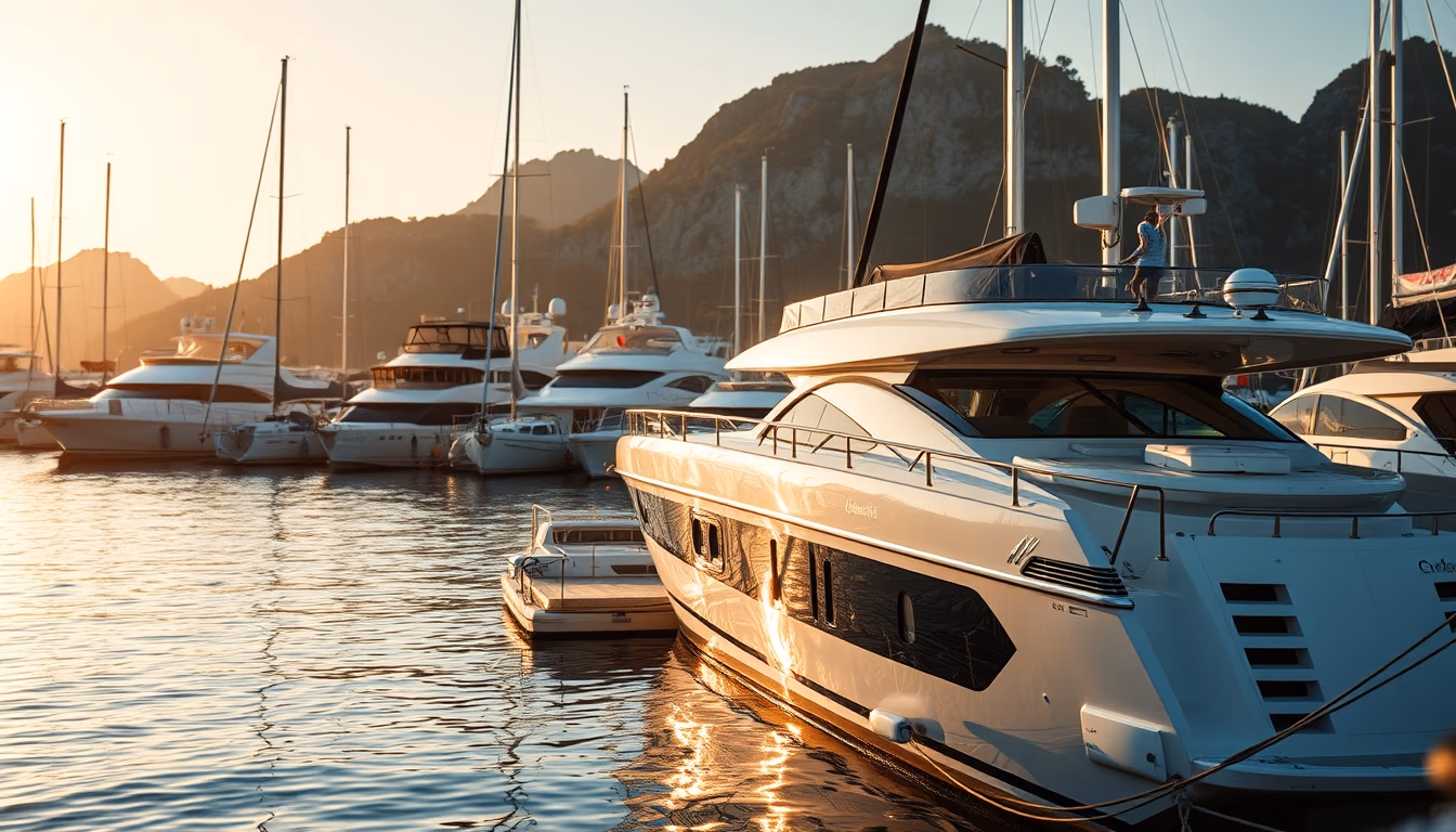 yacht luxury marina in editorial style