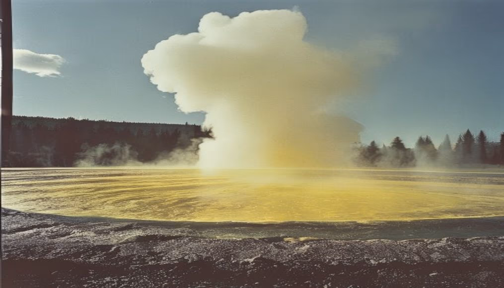 Yellowstone geyser em estilo editorial