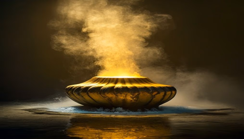 yellowstone geyser in editorial style