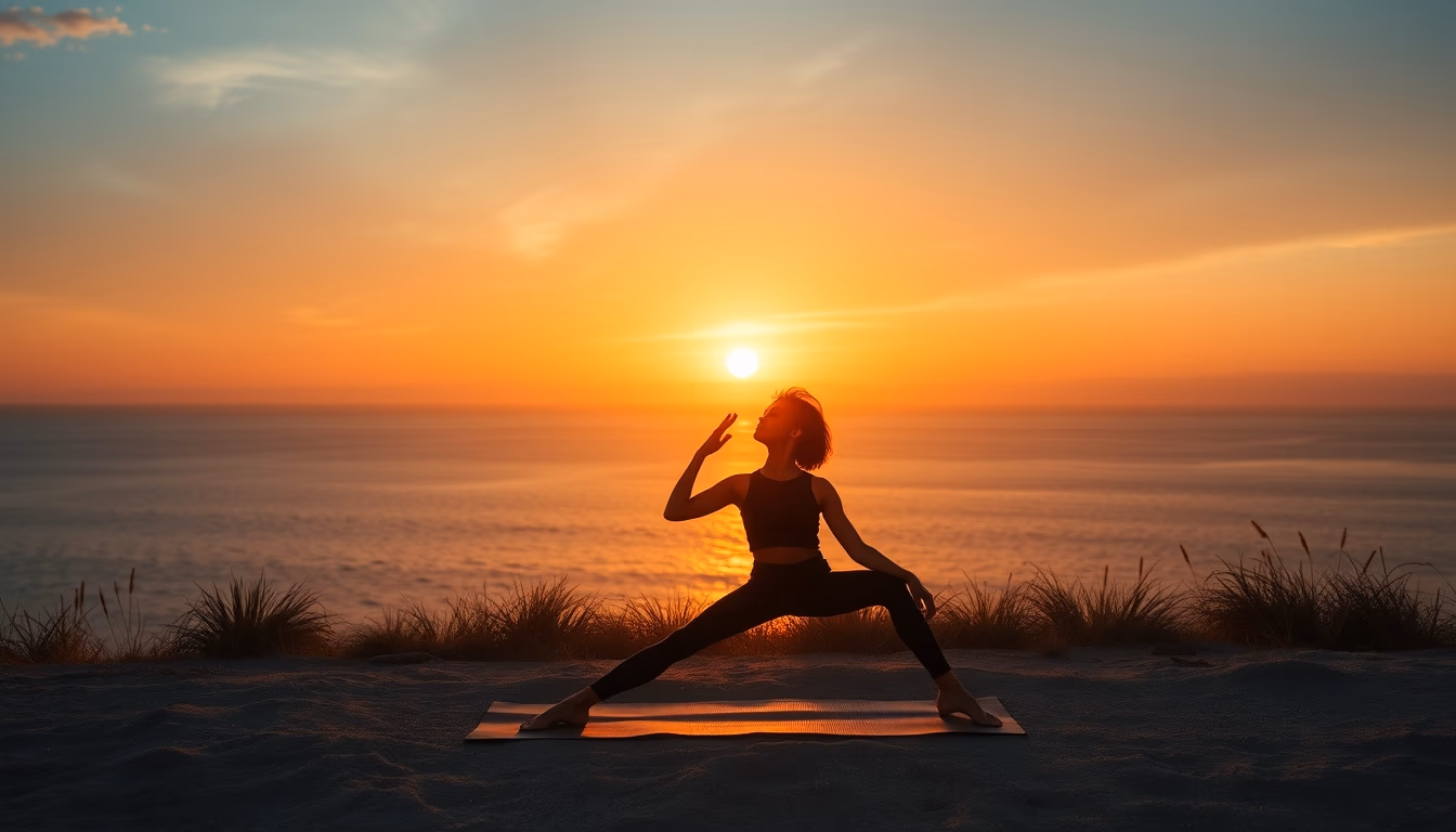 yoga mat sunrise minimalist in editorial style