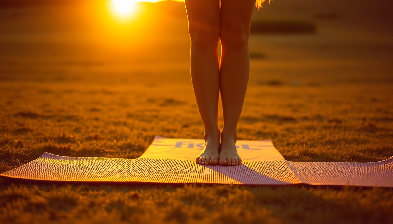yoga mat sunrise minimalist in editorial style