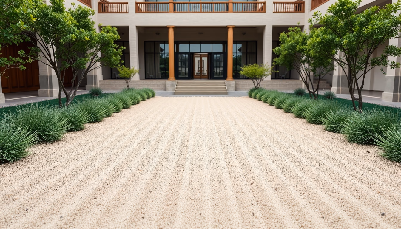 zen garden raked sand in editorial style