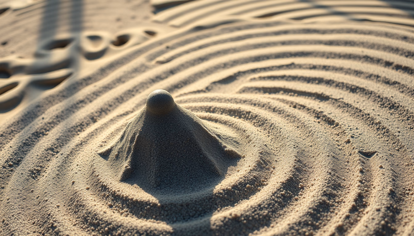 Jardim zen raked sand em estilo editorial