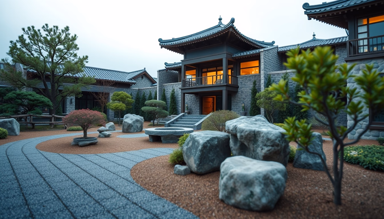 zen rock garden in editorial style