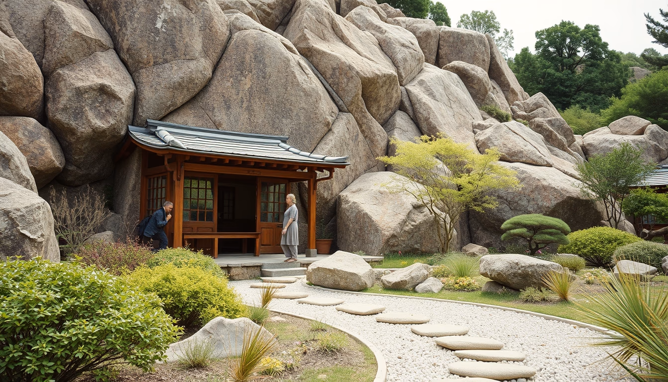 zen rock garden in editorial style