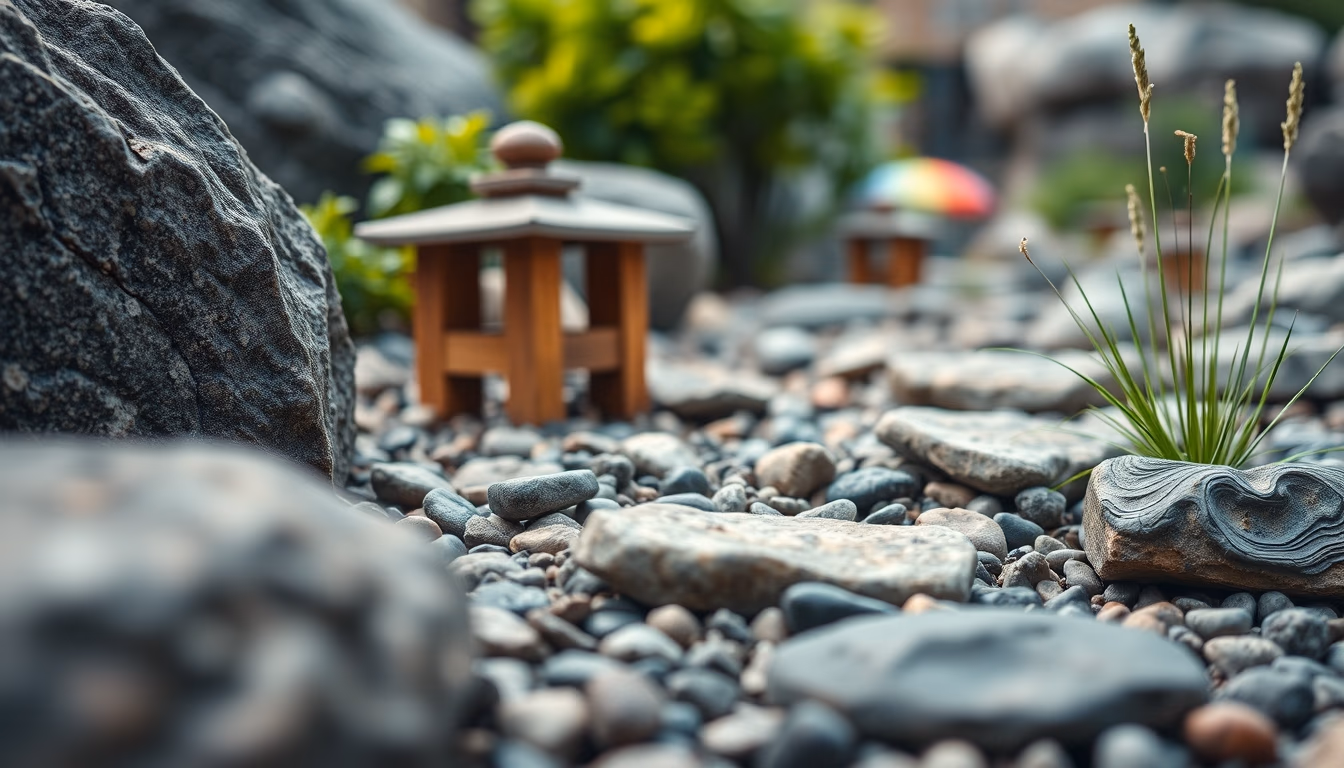 zen rock garden in editorial style