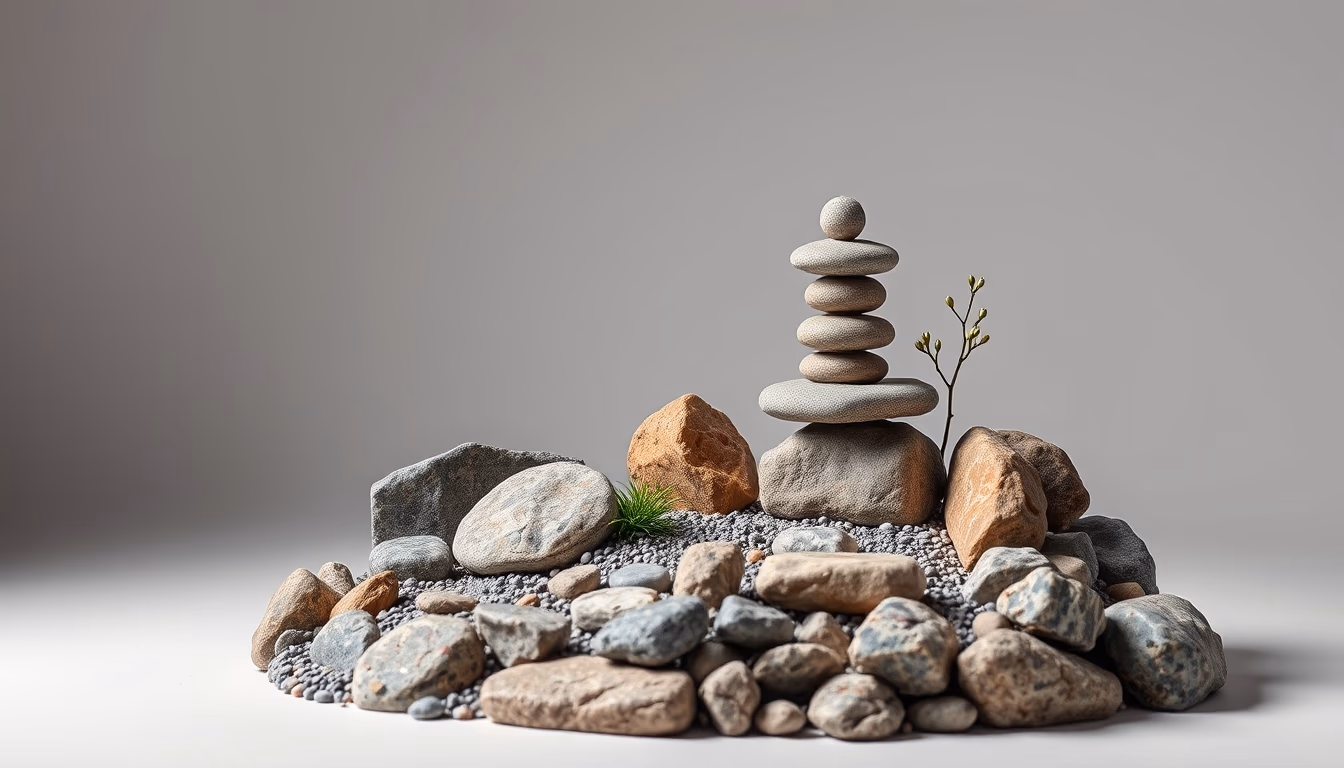 zen rock garden in editorial style