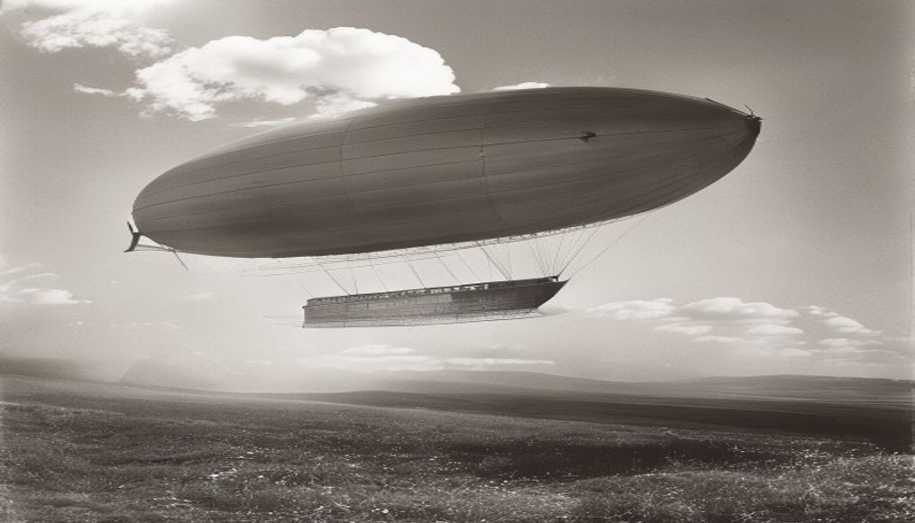 zeppelin airship vintage in editorial style