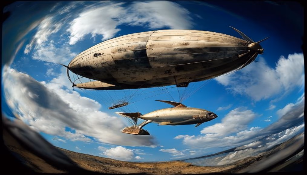 zeppelin airship vintage in editorial style