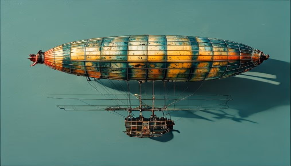 zeppelin airship vintage in editorial style