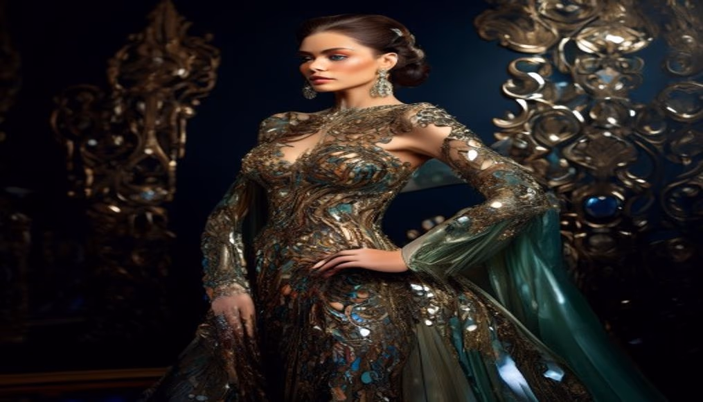 Zuhair murad sequin gown em fotografia editorial de luxo
